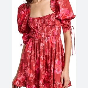 For Love and lemons Vibrant Floral Puff Sleeve Dress